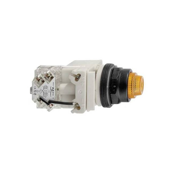 Schneider Electric Push to Test Pilot Light,Amber,LED 9001KT38LYA31