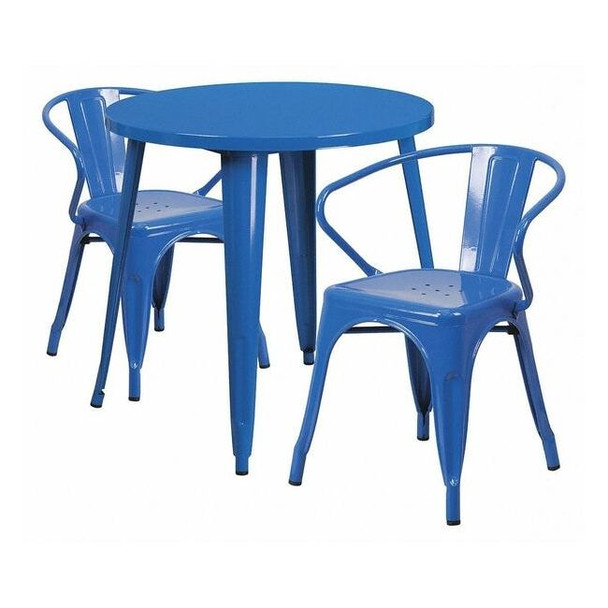 Round 30" W, 30" L, 29.5" H, Metal Top, Blue