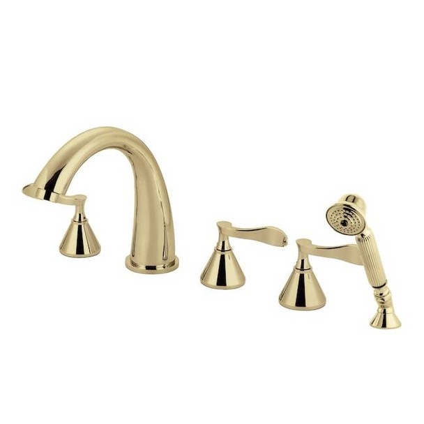 Kingston Brass Roman Tub Faucet, Polished Brass, Deck Mount KS23625CFL