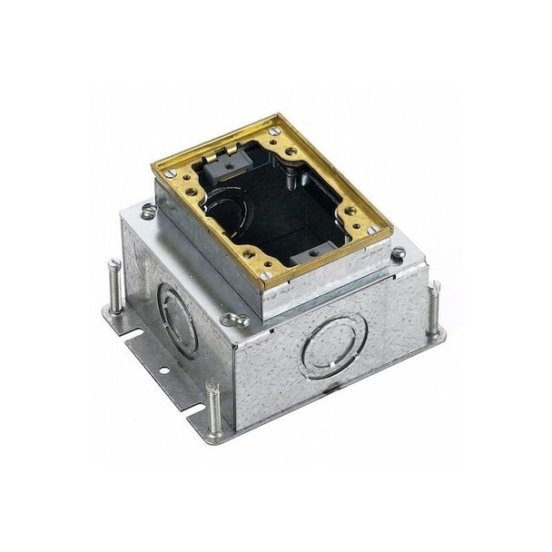 Electrical Box, 60 cu in, Floor Box Type, 1 Gang, Brass, Rectangular Shape