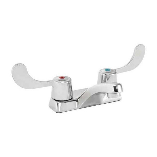 Manual Low Arc Bathroom Faucet, 4" Mount, Polished Chrome 2 Hole