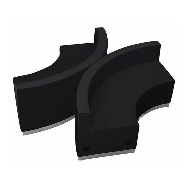 4 pcs. Living Room Set, 25-1/4" to 67" x 27", Upholstery Color: Black