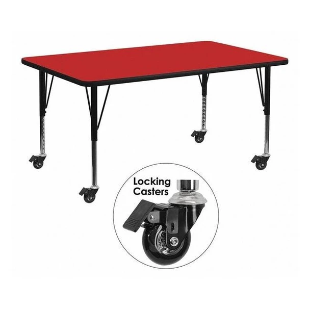 Rectangle Activity Table, 24" W, 60" L, 25.5" H, Laminate, Red