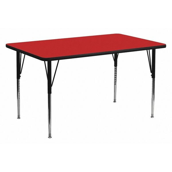 Rectangle Activity Table, Chrome, Laminate, Particleboard, Steel, Red