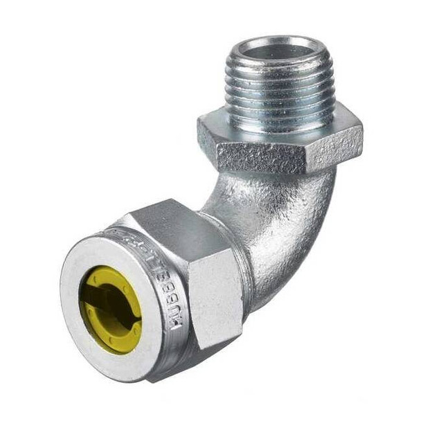 Hubbell Wiring Device-Kellems Liquid Tight Connector,1in,90 deg,Yellow NHC1041ZP