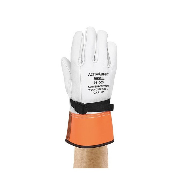 Electrical-Insulating Glove Protectors, Goatskin, 12" Length, Gray, Size 11