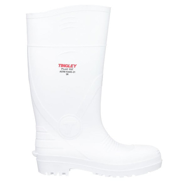 Unisex Pilot G2 Tall Rubber Boots, Plain Toe, 15 in Height, White, M4/W6
