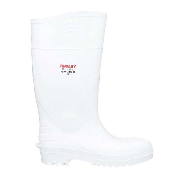 Unisex Pilot G2 Tall Rubber Boots, Plain Toe, 15 in Height, White, M4/W6