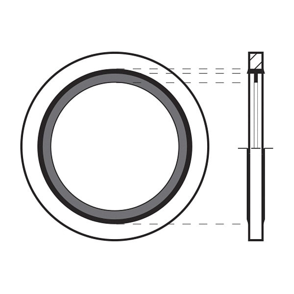 Sealing Washer, Fits Bolt Size 1/4 in Steel/Buna-N, Cadmium-Plated Finish