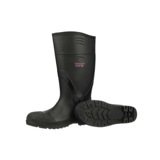 Tingley Men's Pilot G2 Tall Rubber Boots, Plain Toe, Black, 13 31161.13