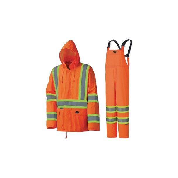 5598U/5599U 2-Piece Hi-Vis Lightweight Waterproof Suit, 0.35 mm, Hi-Vis Orange, XL