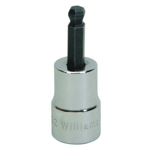 3/8" Dr, 3/8" Size, SAE Ball Hex Bit Socket, 6 Pts, Overall Length: 1-7/8"