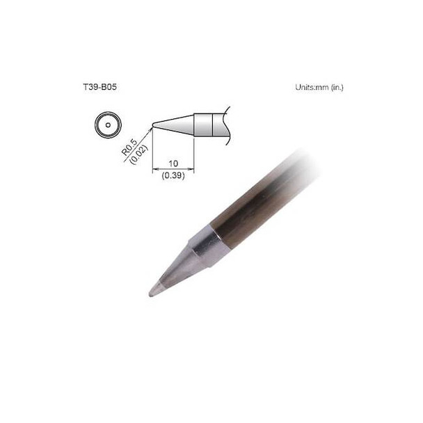 Hakko Soldering Tip,T.W. 0.5 mm,T.L. 10 mm T39-B05