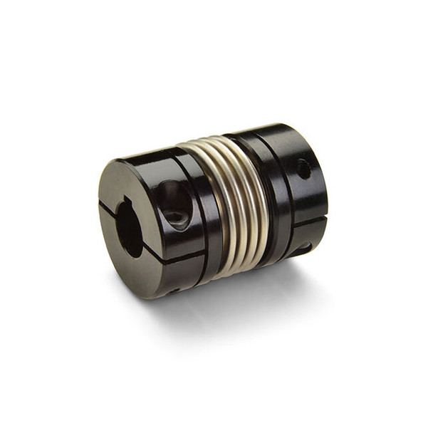 Keyed Clamp Bellows Cplg, Bores 20x16mm, OD 41.3mm, L 50.8mm, Alum