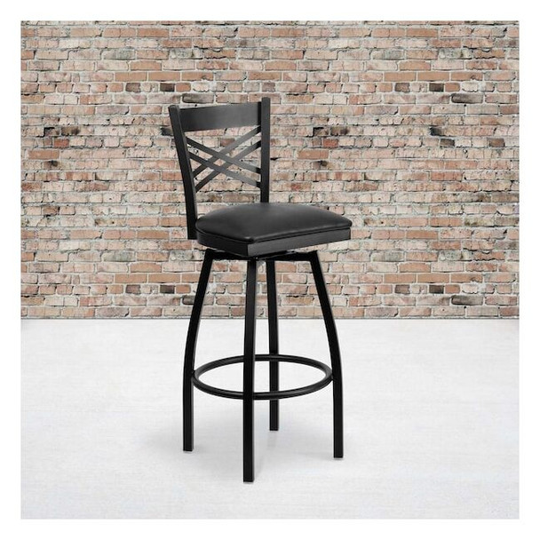 Flash Furniture Black X Swivel Stool-Blk Seat,PK2 2-XU-6F8B-XSWVL-BLKV-GG