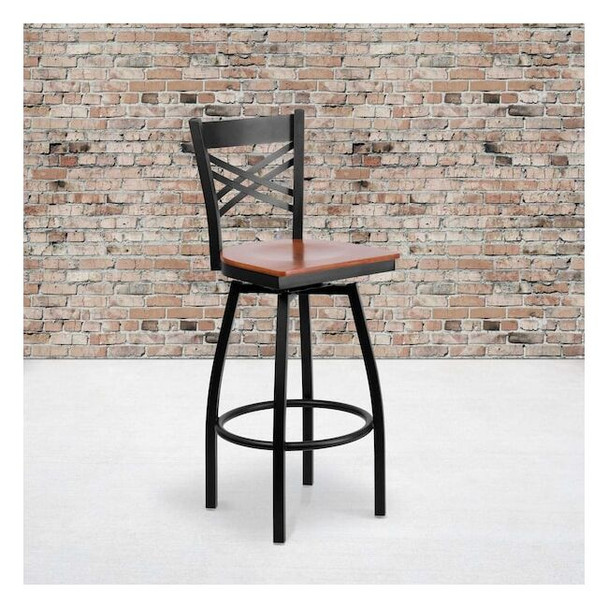 Flash Furniture Black X Swivel Stool-Chy Seat,PK2 2-XU-6F8B-XSWVL-CHYW-GG