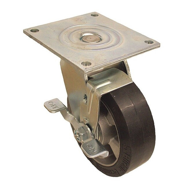 Manufacturer Varies Plate Caster,Swivel,Rubber,6 7/16"H P21S-ALEV 127K-15-WB
