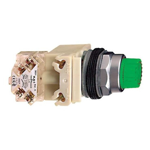 Schneider Electric Illuminated Push Button, 30 mm, SPDT, Green 9001K2L38LGGH13