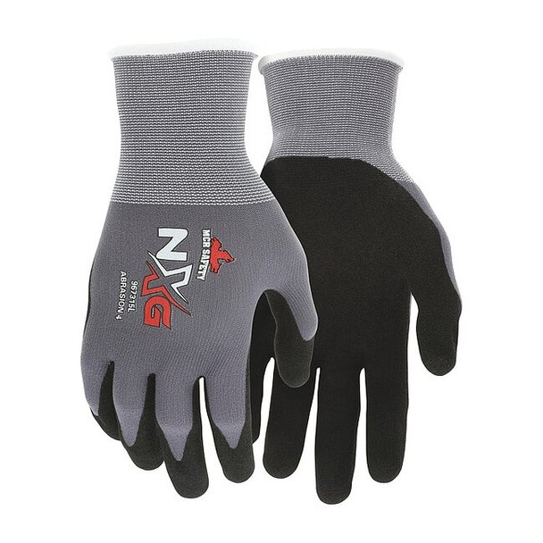 Mcr Safety Knit Gloves, Nylon, Sandy Palm, Knit, Black/Gray, S, 12 PK 967315S