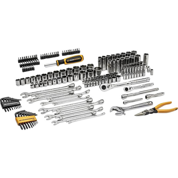 168 Piece 1/4" & 3/8" Drive 72-Tooth 6 Point Professional Tool Set GWPRO168