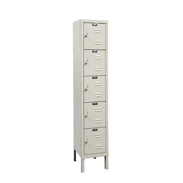 Box Locker, 12 in W, 15 in D, 66 in H, (1) Wide, (5) Tier, Tan
