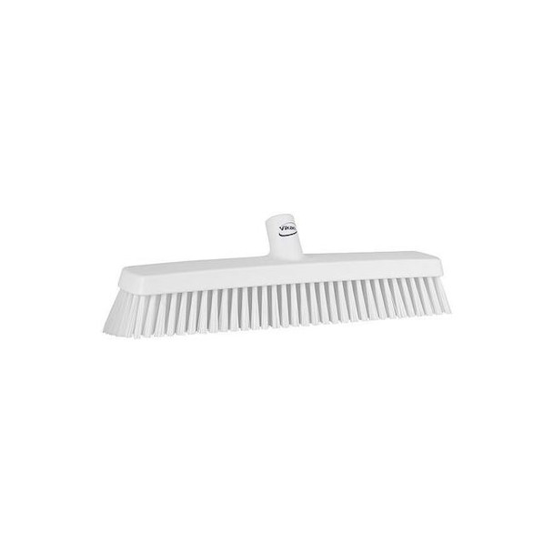 Vikan 16 1/2 in Sweep Face Broom Head, Soft/Stiff Combination, White 31755