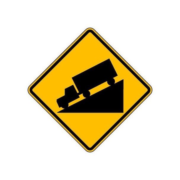 Hill Traffic Sign, 24 in Height, 24 in Width, Aluminum, Diamond, No Text