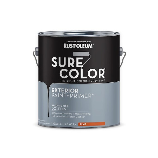 Rust-Oleum Exterior Paint and Primer, Flat, Water Base, Dolphin 394673