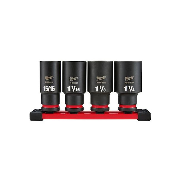 Milwaukee Tool 1/2 in Drive 6 Point Socket Set, SAE, 4 pcs 49-66-7026
