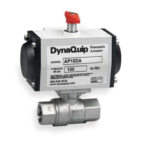 Dynaquip Controls Ball Valve,1 In FNPT,Spring Return,SS P2S25AJUSR0349A