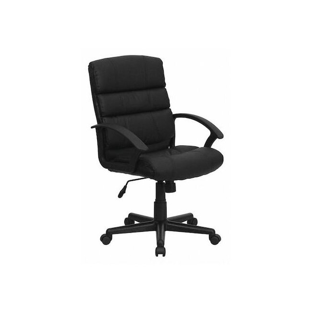 Flash Furniture Leather Task Chair, 17-1/2" to 21-1/2", Black GO-1004-BK-LEA-GG