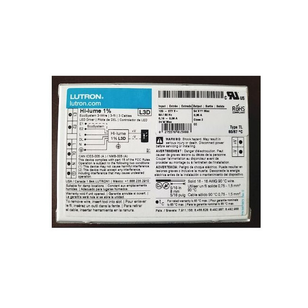 Lutron LEDDriver,Hi-lumeEcoSystem,4-7/8in-L,1PK L3DA4U1UKS-HA070