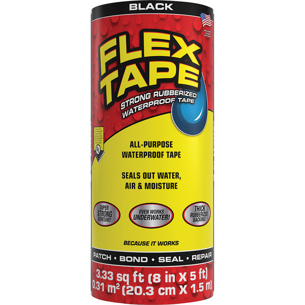 Flex Tape Black 8"x 5' TFSBLKR0805