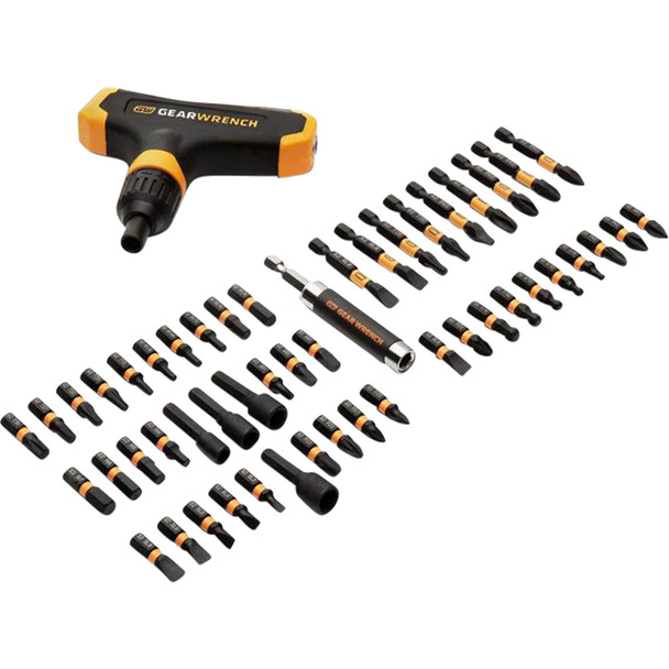 51 Piece 1/4" Hex Micro Bit Set with Ratcheting T-Handle 83535