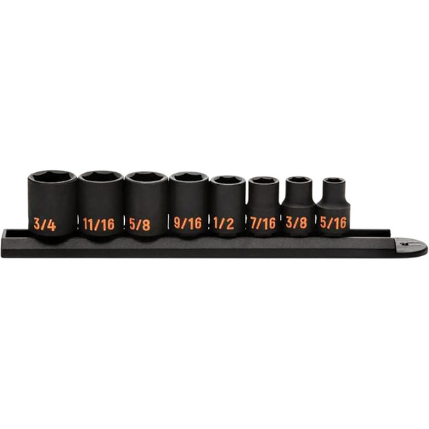 8 Piece 3/8" Drive 6 Point SAE Hi-Viz Impact Socket Set 84910H