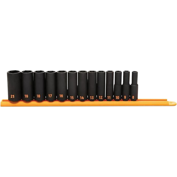 13 Piece 3/8" Drive 6 Point Metric Hi-Viz Deep Impact Socket Set 84914H