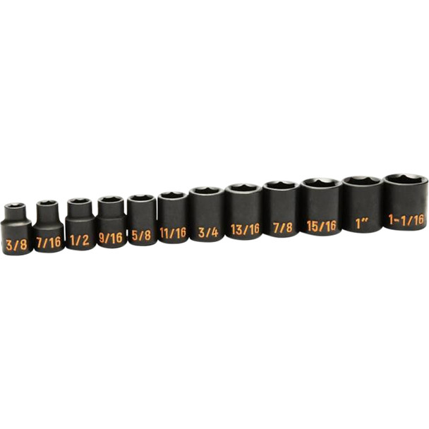 12 Piece 1/2" Drive 6 Point SAE Hi-Viz Impact Socket Set 84931H