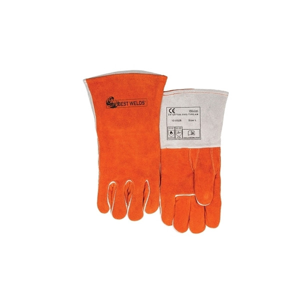 COMFOflex® Premium Leather Welding Gloves, Split Cowhide, Large, Russet