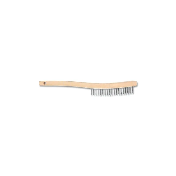 Wire Scratch Brush, 7 in Overall L, 15 Bristle Rows, Carbon Steel, Wooden Shoe Handle