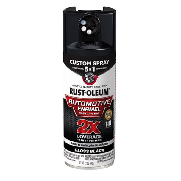 Rust-Oleum Automotive Enamel Spray,Solvent,Black 394893