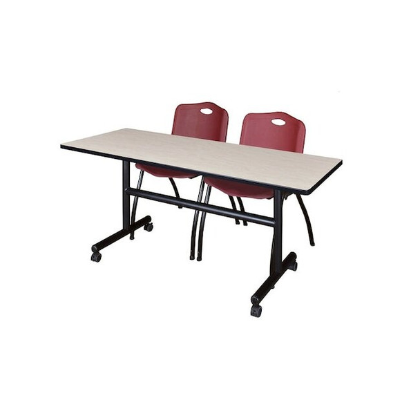 Kobe Rectangle FlipTop Table, 60" W, 29" H, Laminate Top, Maple MKFT6030PL47BY