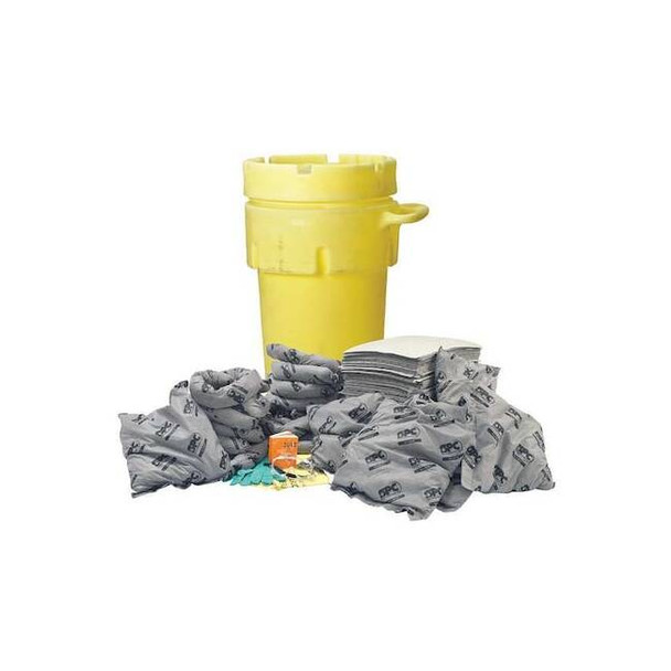 Spill Kit, 79 gal Volume Absorbed per Kit, 95 gal Capacity, Drum, Yellow
