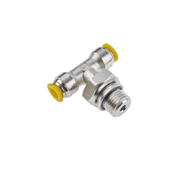 Parker Metric Metal Push-to-Connect Fitting, Brass, Silver 172PLP-12M-8G