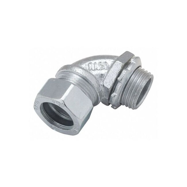 EMT 90 Deg Elbow, 1/2 in, Short Angle, Malleable Iron, Electro Zinc Plated