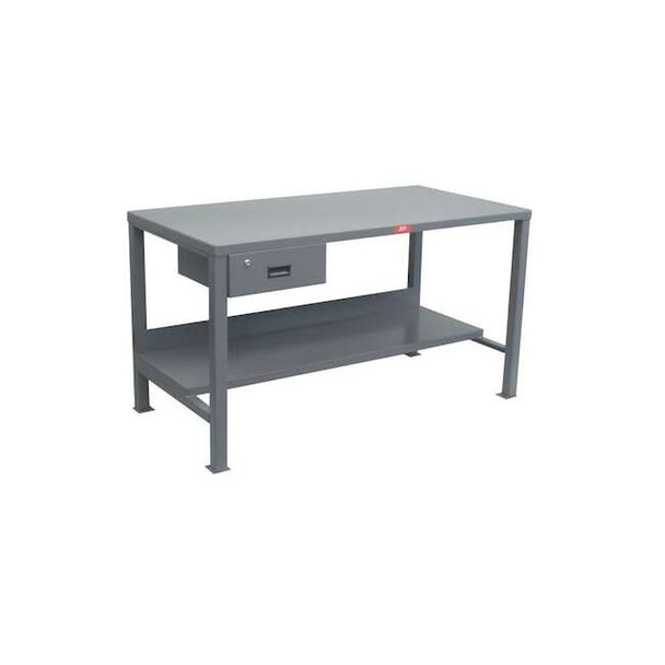 Heavy Duty Fixed Work Bench, Steel, 60" W, 34" Height, 3000 lb., Straight