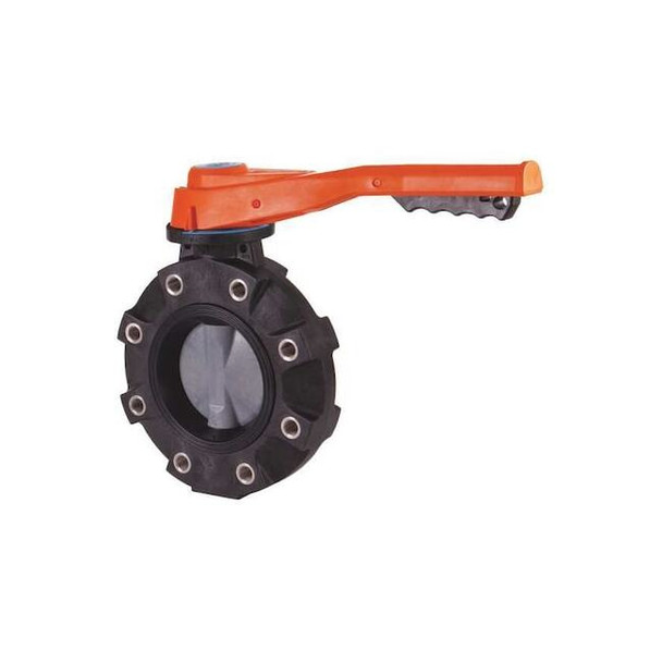 Butterfly Valve, 4", CPVC/EPDM, Lever Handle, 316-SS Lugs