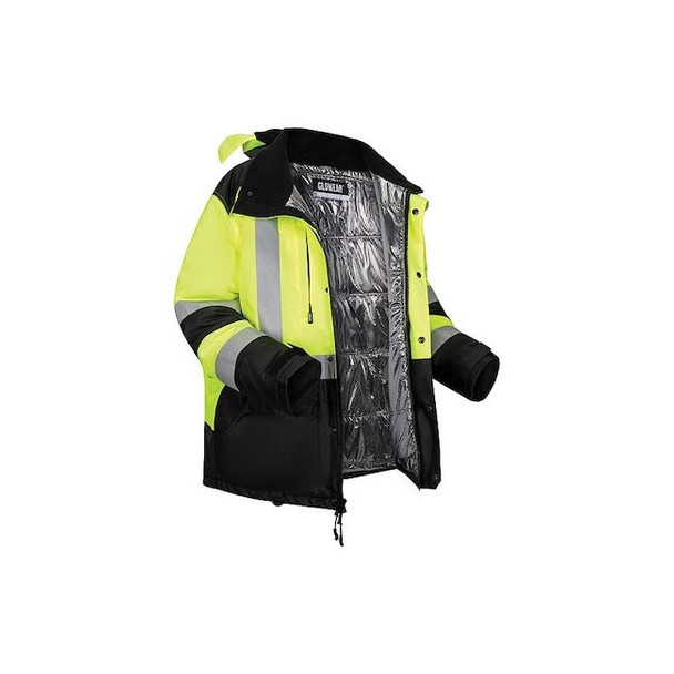 Ergodyne Hi-Vis Winter Jacket, 300D Polyester, Class 3 Type R, Lime, XL 8390