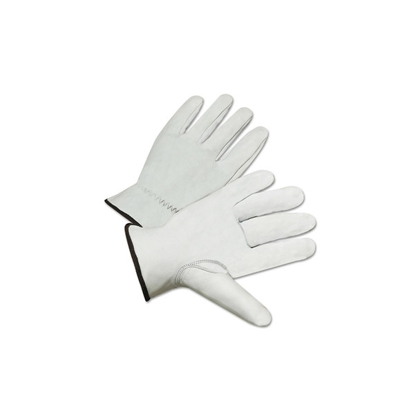 Premium Grain Goatskin Driver Gloves, X-Large, Unlined, White Pack of 12