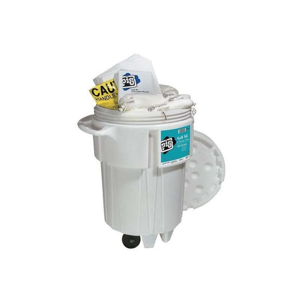 Spill Kit, 52 gal Volume Absorbed per Kit, 95 gal Capacity, Drum, White, 91