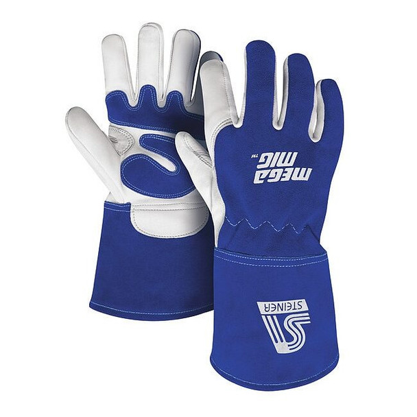 MegaMIG Welding Gloves, Gauntlet Cuff, Wing Thumb, Premium Goatskin, 2XL, 1 PR